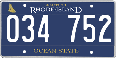 RI license plate 034752