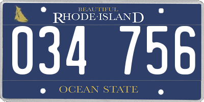 RI license plate 034756