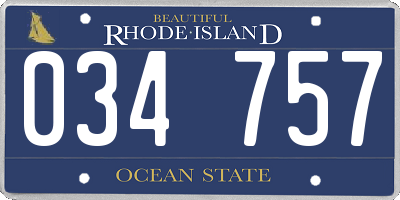 RI license plate 034757
