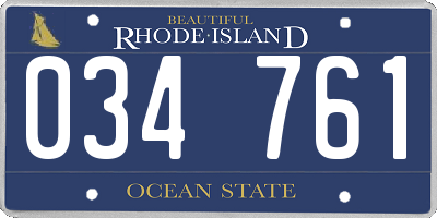 RI license plate 034761