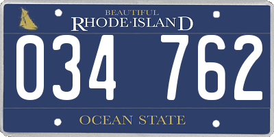 RI license plate 034762