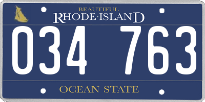 RI license plate 034763