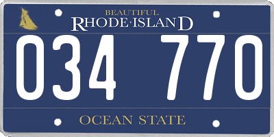 RI license plate 034770