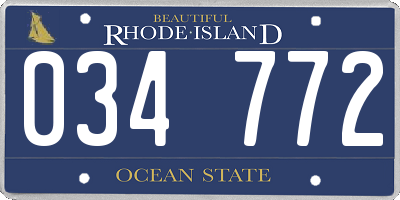 RI license plate 034772
