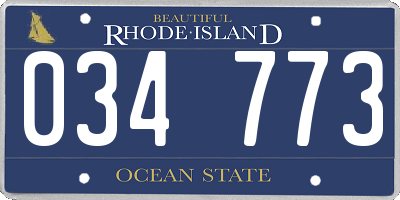 RI license plate 034773