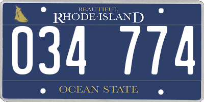 RI license plate 034774