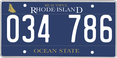 RI license plate 034786