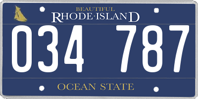 RI license plate 034787