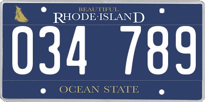 RI license plate 034789