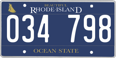 RI license plate 034798