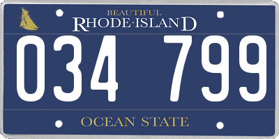 RI license plate 034799