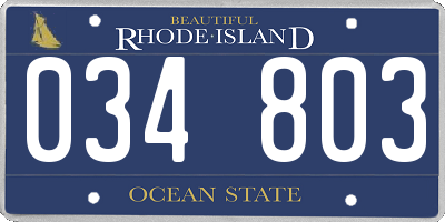 RI license plate 034803
