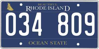 RI license plate 034809