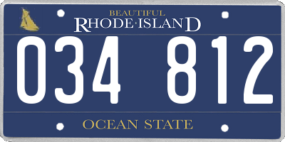 RI license plate 034812
