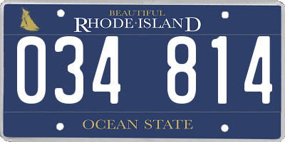 RI license plate 034814