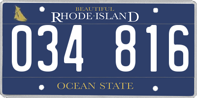 RI license plate 034816