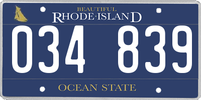 RI license plate 034839