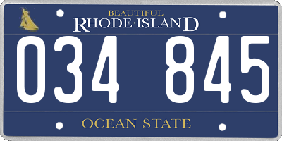 RI license plate 034845