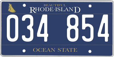 RI license plate 034854