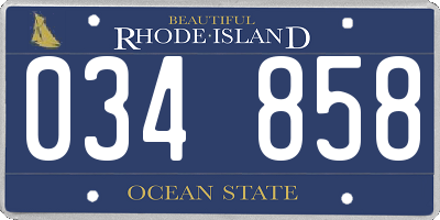 RI license plate 034858
