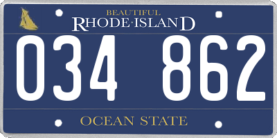 RI license plate 034862