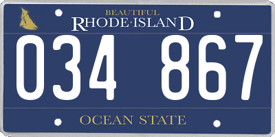 RI license plate 034867