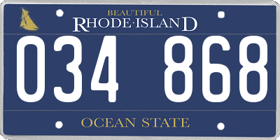 RI license plate 034868