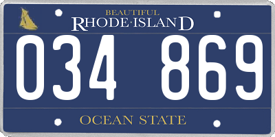 RI license plate 034869