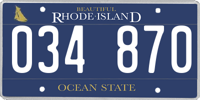 RI license plate 034870