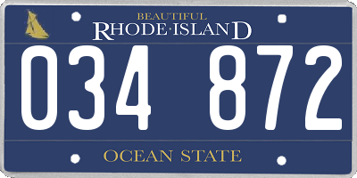 RI license plate 034872