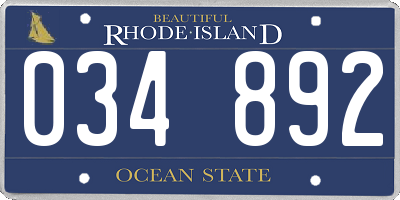RI license plate 034892