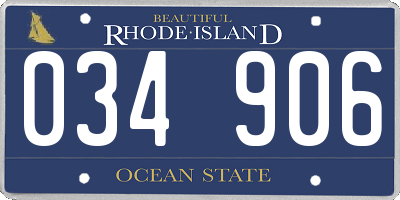 RI license plate 034906