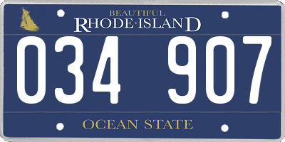 RI license plate 034907
