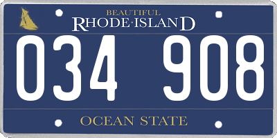 RI license plate 034908