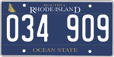 RI license plate 034909