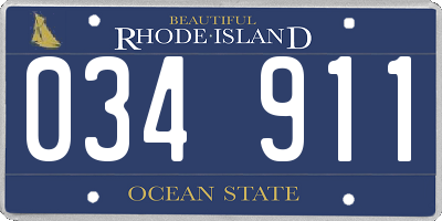 RI license plate 034911