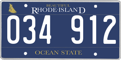 RI license plate 034912