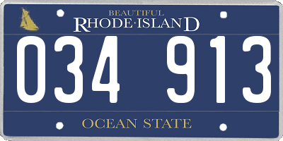 RI license plate 034913