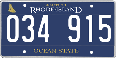 RI license plate 034915