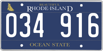 RI license plate 034916