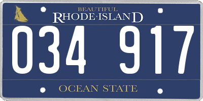 RI license plate 034917