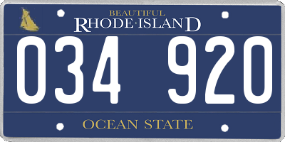 RI license plate 034920
