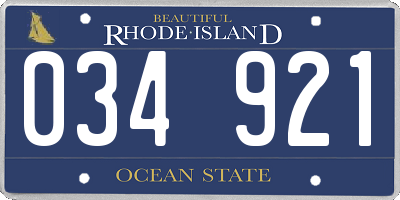 RI license plate 034921