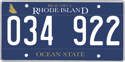 RI license plate 034922