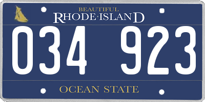 RI license plate 034923