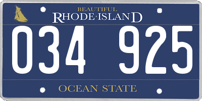 RI license plate 034925