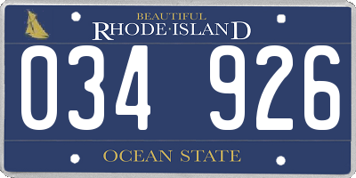 RI license plate 034926