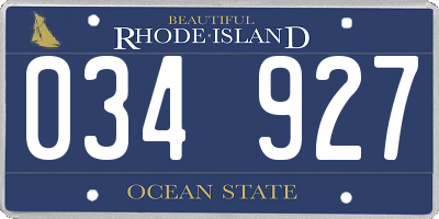 RI license plate 034927