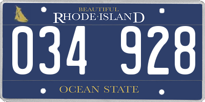 RI license plate 034928