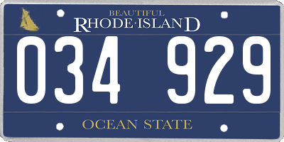 RI license plate 034929